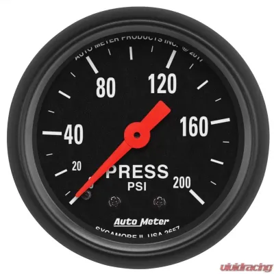 AutoMeter GAUGE; PRESSURE; 2 1/16in.; 200PSI; MECHANICAL; Z-SERIES - 2657