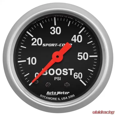 AutoMeter GAUGE; BOOST; 2 1/16in.; 60PSI; MECHANICAL; SPORT-COMP - 3305