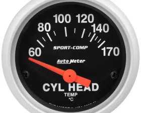 AutoMeter GAUGE; CYLINDER HEAD TEMP; 2 1/16in.; 60-170deg.C; ELECTRIC; SPORT-COMP