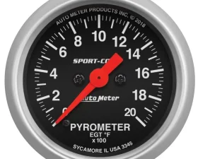 AutoMeter GAUGE; PYROMETER (EGT); 2 1/16in.; 2000deg.F; DIGITAL STEPPER MOTOR; SPORT-COMP