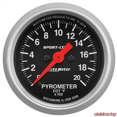 AutoMeter GAUGE; PYROMETER (EGT); 2 1/16in.; 2000deg.F; DIGITAL STEPPER MOTOR; SPORT-COMP - 3345