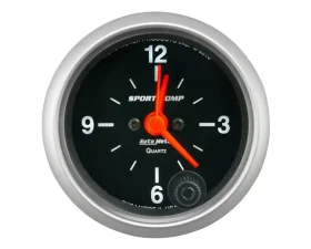 AutoMeter GAUGE; CLOCK; 2 1/16in.; 12HR; ANALOG; SPORT-COMP