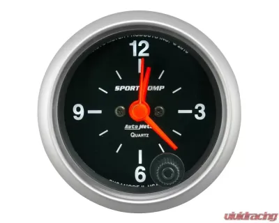 AutoMeter GAUGE; CLOCK; 2 1/16in.; 12HR; ANALOG; SPORT-COMP - 3385