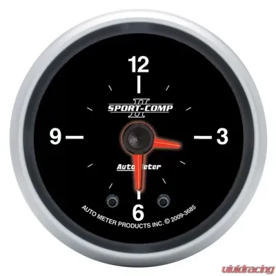 AutoMeter GAUGE; CLOCK; 2 1/16in.; 12HR; ANALOG; SPORT-COMP II - 3685