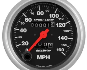 AutoMeter GAUGE; SPEEDOMETER; 3 3/8in.; 160MPH; MECHANICAL; SPORT-COMP
