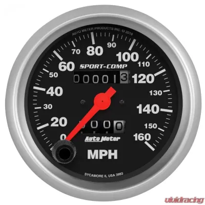 AutoMeter GAUGE; SPEEDOMETER; 3 3/8in.; 160MPH; MECHANICAL; SPORT-COMP - 3993