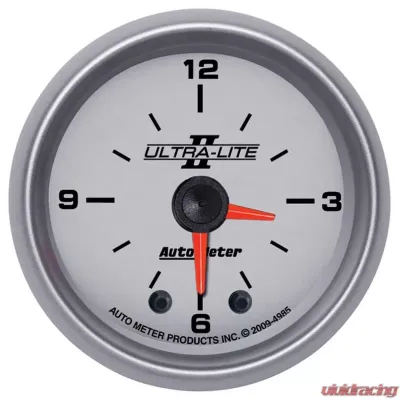 AutoMeter GAUGE; CLOCK; 2 1/16in.; 12HR; ANALOG; ULTRA-LITE II - 4985