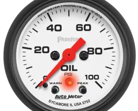 AutoMeter GAUGE; OIL PRESS; 2 1/16in.; 100PSI; DIGITAL STEPPER MOTOR W/PK/WRN; PHANTOM