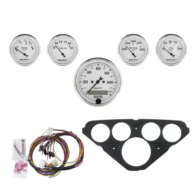 AutoMeter GAUGE KIT; 5 PC; CHEVY TRUCK 55-59; MPH/FUEL/OILP/WTMP/BAT; OTW Chevrolet - 7049-OTW