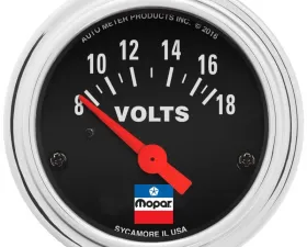 AutoMeter GAUGE; VOLTMETER; 2-1/16in.; 8-18 VOLTS; ELEC; MOPAR CLASSIC