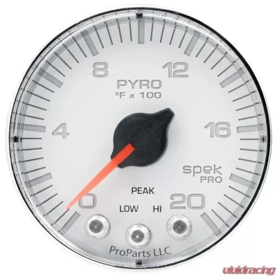 AutoMeter GAUGE; PYRO. (EGT); 2 1/16in.; 2000deg.F; STEPPER MOTOR W/PEAK/WARN; WHT/CHRM; S - P310118