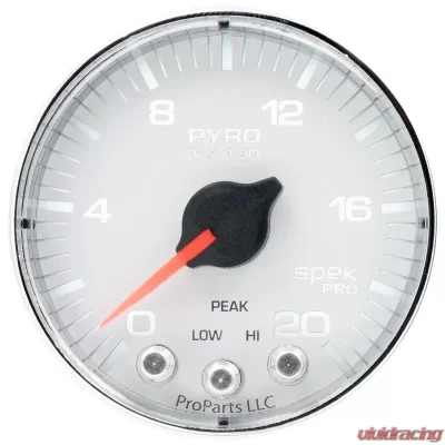 AutoMeter GAUGE; PYRO. (EGT); 2 1/16in.; 2000deg.F; STEPPER MOTOR W/PEAK/WARN; WHT/CHRM; S - P310118