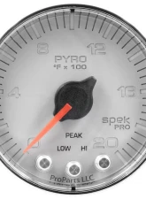 AutoMeter GAUGE; PYRO. (EGT); 2 1/16in.; 2000deg.F; STEPPER MOTOR W/PEAK/WRN; SLVR/CHRM; S                                     - P310218 - Image 3