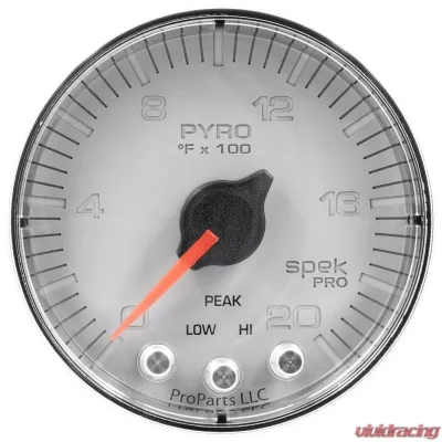 AutoMeter GAUGE; PYRO. (EGT); 2 1/16in.; 2000deg.F; STEPPER MOTOR W/PEAK/WRN; SLVR/CHRM; S - P310218