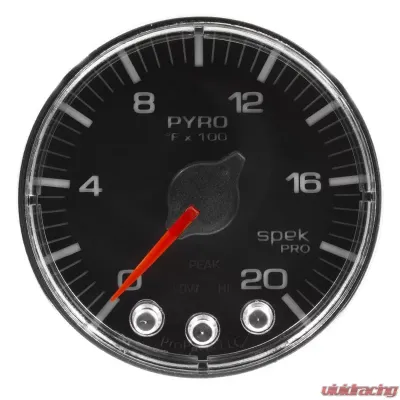 AutoMeter GAUGE; PYRO. (EGT); 2 1/16in.; 2000deg.F; STEPPER MOTOR W/PEAK/WARN; BLK/CHRM; S - P310318