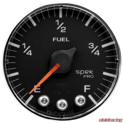 AutoMeter GAUGE; FUEL LEVEL; 2 1/16in.; 0-270O PROGRAMMABLE; BLK/CHRM; SPEK-PRO - P312318