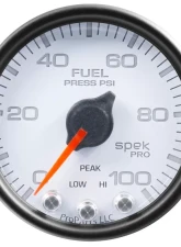AutoMeter GAUGE; FUEL PRESS; 2 1/16in.; 100PSI; STEPPER MOTOR W/PEAK/WARN; WHT/BLK; SPEK                                     - P31412 - Image 3