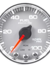 AutoMeter GAUGE; FUEL PRESS; 2 1/16in.; 100PSI; STEPPER MOTOR W/PEAK/WARN; SLVR/CHRM; SPEK                                     - P31421 - Image 2