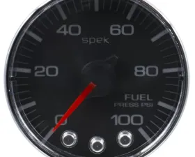 AutoMeter GAUGE; FUEL PRESS; 2 1/16in.; 100PSI; STEPPER MOTOR W/PEAK/WARN; BLK/CHRM; SPEK