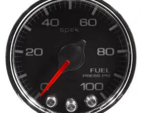 AutoMeter GAUGE; FUEL PRESS; 2 1/16in.; 100PSI; STEPPER MOTOR W/PEAK/WARN; BLK/CHRM; SPEK