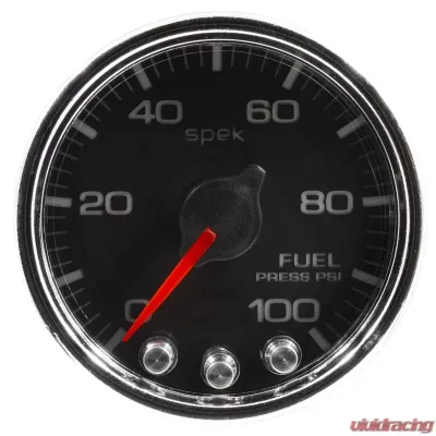 AutoMeter GAUGE; FUEL PRESS; 2 1/16in.; 100PSI; STEPPER MOTOR W/PEAK/WARN; BLK/CHRM; SPEK - P31431