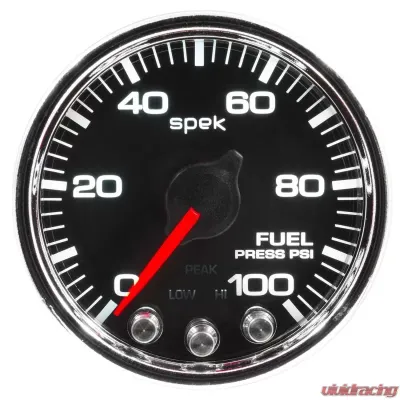 AutoMeter GAUGE; FUEL PRESS; 2 1/16in.; 100PSI; STEPPER MOTOR W/PEAK/WARN; BLK/CHRM; SPEK - P31431