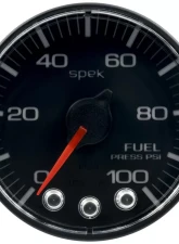 AutoMeter GAUGE; FUEL PRESS; 2 1/16in.; 100PSI; STPR MTR W/PK/WRN; BK/BK; SPEK; NO O-RING                                     - P314324 - Image 3