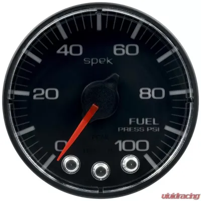AutoMeter GAUGE; FUEL PRESS; 2 1/16in.; 100PSI; STPR MTR W/PK/WRN; BK/BK; SPEK; NO O-RING - P314324