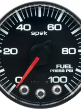 AutoMeter GAUGE; FUEL PRESS; 2 1/16in.; 100PSI; STPR MTR W/PK/WRN; BK/BK; SPEK; NO O-RING                                     - P314324 - Image 2
