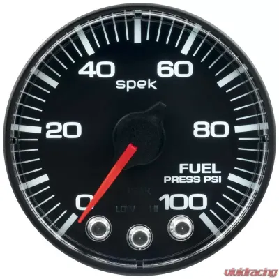 AutoMeter GAUGE; FUEL PRESS; 2 1/16in.; 100PSI; STPR MTR W/PK/WRN; BK/BK; SPEK; NO O-RING - P314324