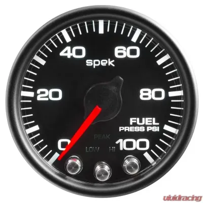 AutoMeter GAUGE; FUEL PRESS; 2 1/16in.; 100PSI; STEPPER MOTOR W/PEAK/WARN; BLK/BLK; SPEK - P31432