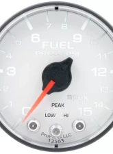 AutoMeter GAUGE; FUEL PRESS; 2 1/16in.; 15PSI; STEPPER MOTOR W/PEAK/WARN; WHT/BLK; SPEK                                     - P315128 - Image 2