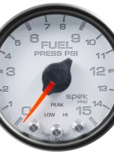 AutoMeter GAUGE; FUEL PRESS; 2 1/16in.; 15PSI; STEPPER MOTOR W/PEAK/WARN; WHT/BLK; SPEK                                     - P31512 - Image 3