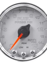 AutoMeter GAUGE; FUEL PRESS; 2 1/16in.; 15PSI; STEPPER MOTOR W/PEAK/WARN; SLVR/CHRM; SPEK                                     - P31521 - Image 3