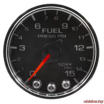 AutoMeter GAUGE; FUEL PRESS; 2 1/16in.; 15PSI; STEPPER MOTOR W/PEAK/WARN; BLK/CHRM; SPEK - P31531