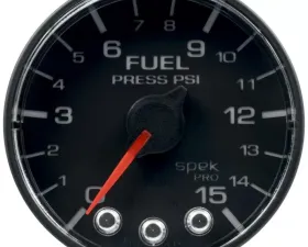 AutoMeter GAUGE; FUEL PRESS; 2 1/16in.; 15PSI; STEPPER MOTOR W/PEAK/WARN; BLK/BLK; SPEK