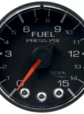 AutoMeter GAUGE; FUEL PRESS; 2 1/16in.; 15PSI; STEPPER MOTOR W/PEAK/WARN; BLK/BLK; SPEK                                     - P315328 - Image 3