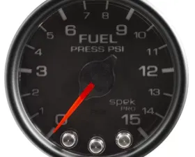 AutoMeter GAUGE; FUEL PRESS; 2 1/16in.; 15PSI; STEPPER MOTOR W/PEAK/WARN; BLK/BLK; SPEK