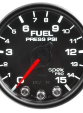 AutoMeter GAUGE; FUEL PRESS; 2 1/16in.; 15PSI; STEPPER MOTOR W/PEAK/WARN; BLK/BLK; SPEK                                     - P31532 - Image 2