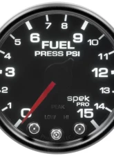 AutoMeter GAUGE; FUEL PRESS; 2 1/16in.; 15PSI; STEPPER MOTOR W/PK/WRN; BLK/SMOKE/BLK; SPEK                                     - P31552 - Image 2
