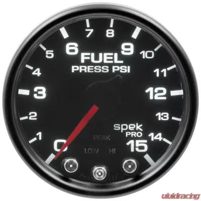 AutoMeter GAUGE; FUEL PRESS; 2 1/16in.; 15PSI; STEPPER MOTOR W/PK/WRN; BLK/SMOKE/BLK; SPEK - P31552