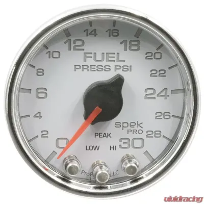 AutoMeter GAUGE; FUEL PRESS; 2 1/16in.; 30PSI; STEPPER MOTOR W/PEAK/WARN; WHT/CHRM; SPEK - P31611