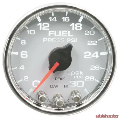 AutoMeter GAUGE; FUEL PRESS; 2 1/16in.; 30PSI; STEPPER MOTOR W/PEAK/WARN; WHT/CHRM; SPEK - P31611
