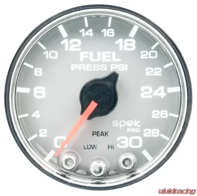 AutoMeter GAUGE; FUEL PRESS; 2 1/16in.; 30PSI; STEPPER MOTOR W/PEAK/WARN; SLVR/CHRM; SPEK - P31621
