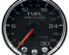 AutoMeter GAUGE; FUEL PRESS; 2 1/16in.; 30PSI; STEPPER MOTOR W/PEAK/WARN; BLK/CHRM; SPEK