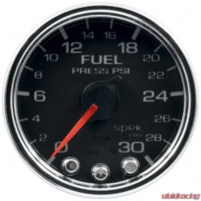 AutoMeter GAUGE; FUEL PRESS; 2 1/16in.; 30PSI; STEPPER MOTOR W/PEAK/WARN; BLK/CHRM; SPEK - P316318