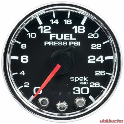AutoMeter GAUGE; FUEL PRESS; 2 1/16in.; 30PSI; STEPPER MOTOR W/PEAK/WARN; BLK/CHRM; SPEK - P31631