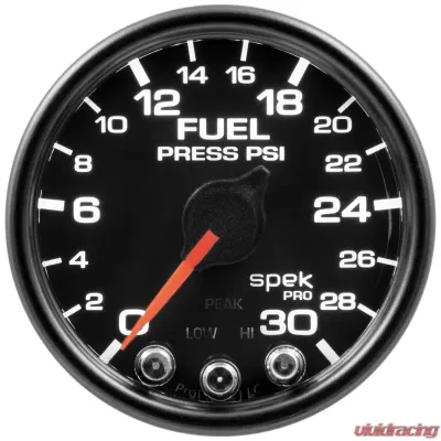 AutoMeter GAUGE; FUEL PRESS; 2 1/16in.; 30PSI; STEPPER MOTOR W/PEAK/WARN; BLK/BLK; SPEK - P31632