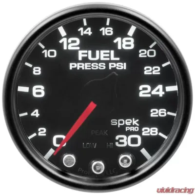 AutoMeter GAUGE; FUEL PRESS; 2 1/16in.; 30PSI; STEPPER MOTOR W/PK/WRN; BLK/SMOKE/BLK; SPEK - P31652