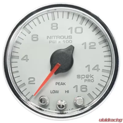 AutoMeter GAUGE; NITROUS PRESS; 2 1/16in.; 1600PSI; STEPPER MOTOR W/PK/WRN; WHT/CHRM; SPEK - P32011
